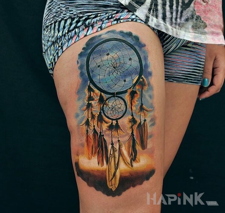 Tattoo Lapacz snow in 3D motif and realistic style on the leg