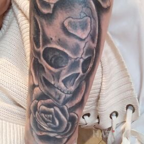 Tattoo Positive ;) on the forearm motif: flowers style: graphic / illustrative