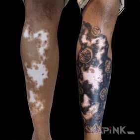 Tattoo Constellation of stars on the tibia motif: black and gray style: graphic / illustrative