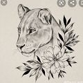 Wycena tatuażu - Proszę o wycenę tatuażu lwicy z kwiatami