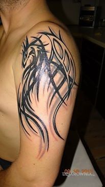 Tatuaż smoczysko w motywie smoki na ramieniu