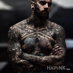 Tattoo Dark gentleman ? On the arm motif: black and gray style: graphic / illustrative