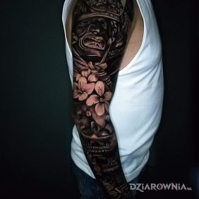 Tatuaż Japoński na przedramieniu motyw: kwiaty styl: japońskie / irezumi