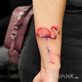 Tattoo Flamingo on the forearm motif: animals