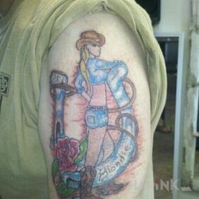 Tattoo Blondie on the upper arm motif: characters