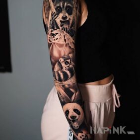 Tattoo Animals on the forearm motif: 3D style: realistic