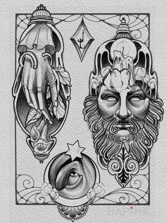 Designs ręka  twarz  świeca  oko  gwiazda - neo-traditional