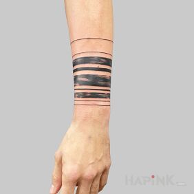 Tattoo Men's armband on the forearm motif: other style: blackwork / blackout