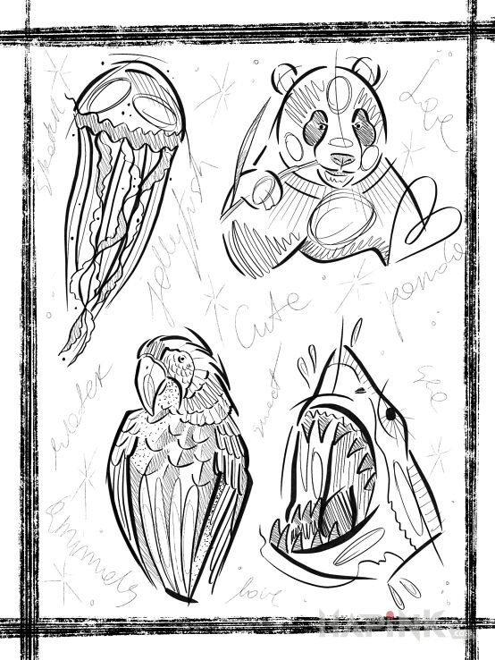Designs zwierzęta - engravings / gravure