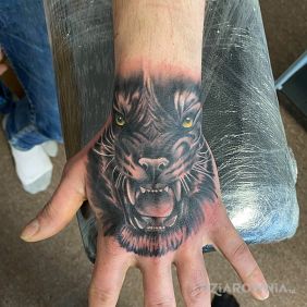 Tatuaż Tatuaz na ręce motyw: czarno-szare styl: realistyczne