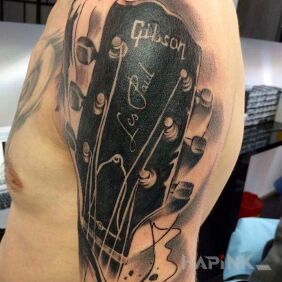 Tattoo Gibson Les paul from Alexa! !!! on the upper arm style: realistic