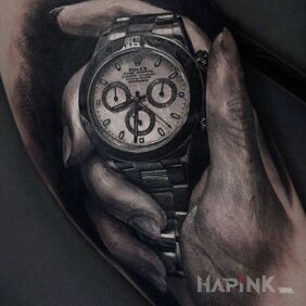 Tattoo Rolex on the forearm motif: 3D style: realistic