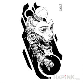 Cyberpunk / Kobieta / Twarz / Cyborg