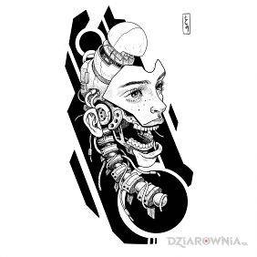 Cyberpunk / Kobieta / Twarz / Cyborg