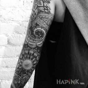 Tattoo Sleeve with mandalas on the forearm motif: sleeves