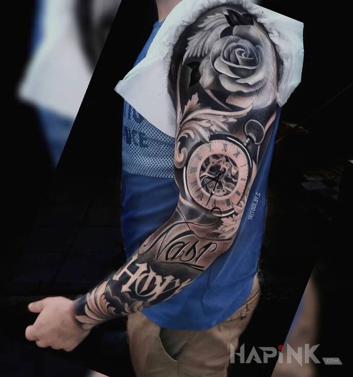 Tattoo Last hope in flowers motif and realistic style On the arm