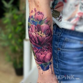 Tattoo Flowers On the arm motif: flowers style: realistic