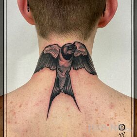 Tattoo Swallow on the nape motif: animals style: graphic / illustrative