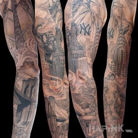 Tattoo NY on the sleeve on the forearm motif: sleeves