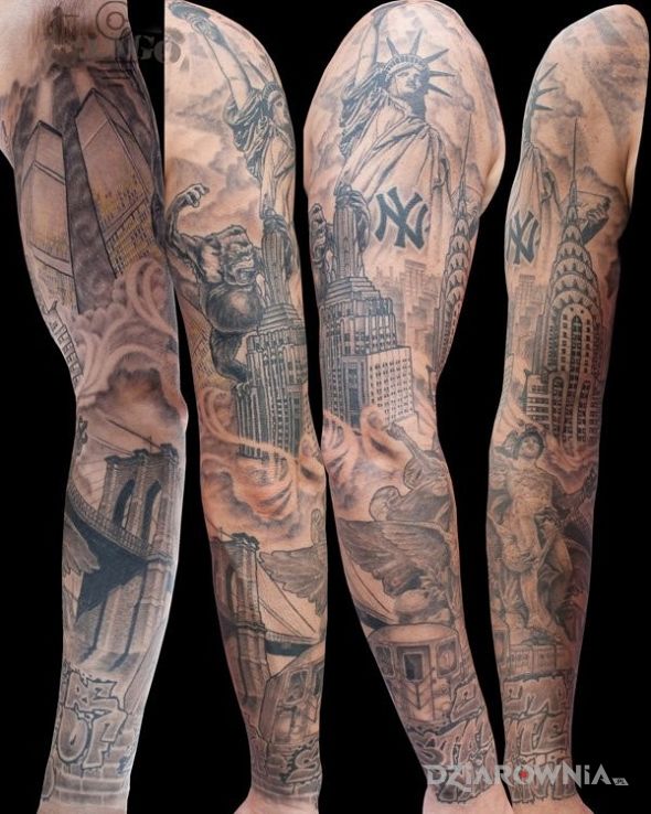 Tatuaż ny na rękawie w motywie rękawy na przedramieniu