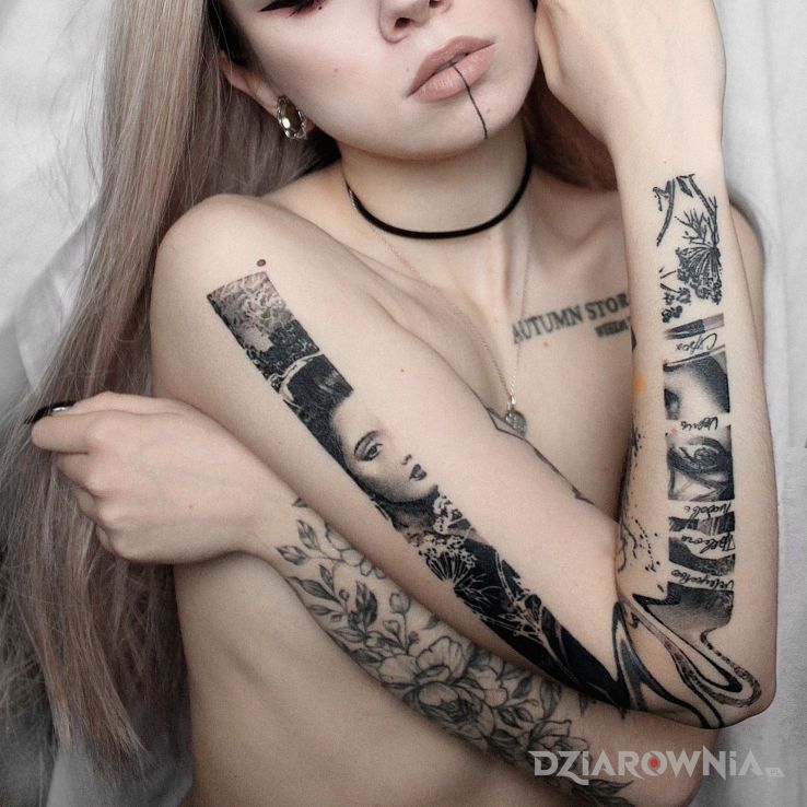 Tatuaż wytatuowany odcinek ręki w motywie kwiaty i stylu realistyczne na przedramieniu