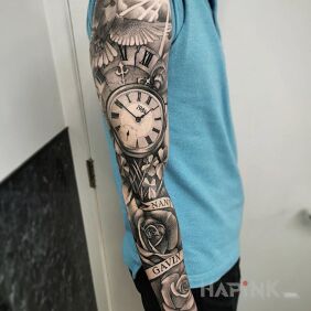 Tattoo Your time has come on the forearm motif: sleeves style: realistic