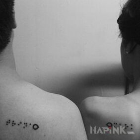 Tattoo For couples on the shoulder blades motif: Love