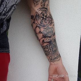 Tatuaż Rękaw na ręce motyw: napisy styl: realistyczne
