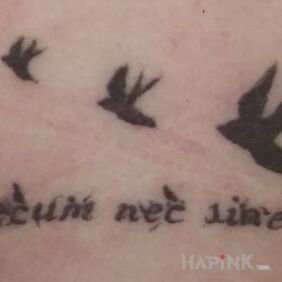 Tattoo "NOTHING WITHOUT YOU EVERYTHING WITH YOU :)". on the back motif: lettering