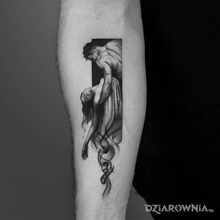 Tatuaż omdlenie w motywie czarno-szare i stylu graficzne / ilustracyjne na ręce