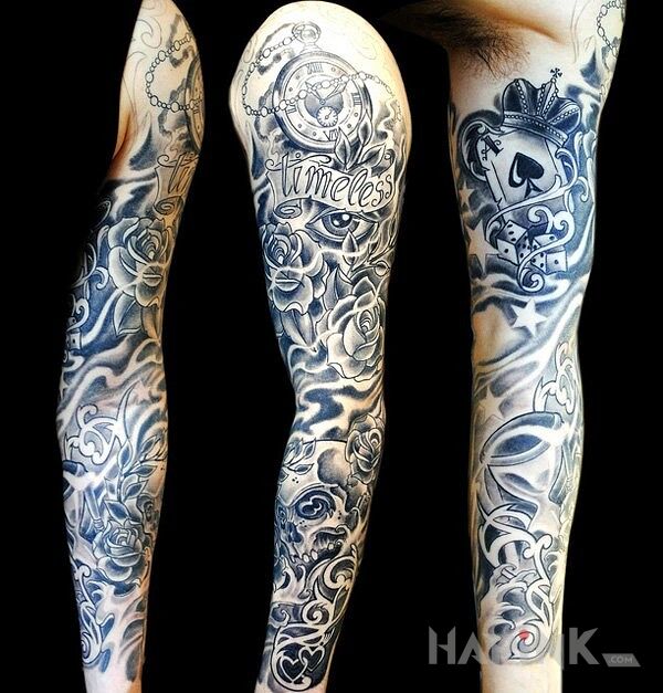 Tattoo Cała ręka w dziarach in sleeves motif on the forearm
