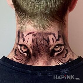 Tattoo Eyes of the tiger on the nape motif: animals style: realistic