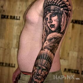 Tattoo Another tribe On the arm motif: animals style: realistic