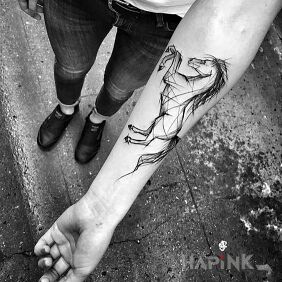 Tattoo Horse from the sketchbook on the forearm motif: animals style: sketch