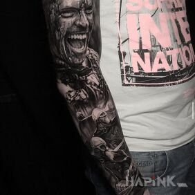 Tattoo Ivar on the forearm motif: black and gray style: realistic