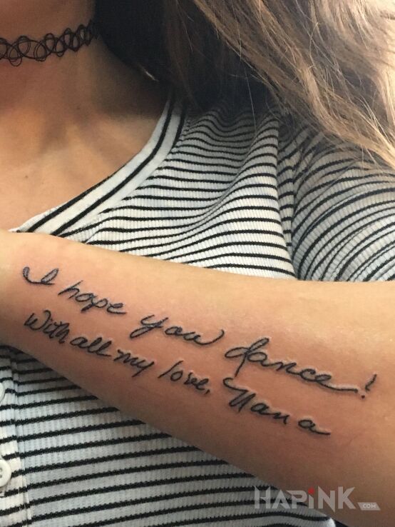 Tattoo Mam nadzieję, że tańczysz in lettering motif and calligraphy style On the arm