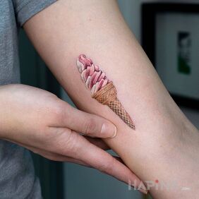 Tattoo Ice cream on the bicep motif: colorful style: minimalistic