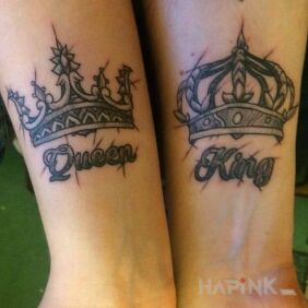 Tattoo Queen x King on the forearm motif: Love