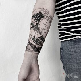 Tattoo Waves / Sea / Ocean on the forearm motif: other style: japanese / irezumi