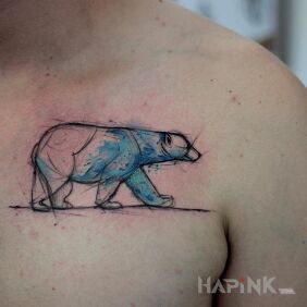 Tattoo Polar bear on the chest motif: colorful