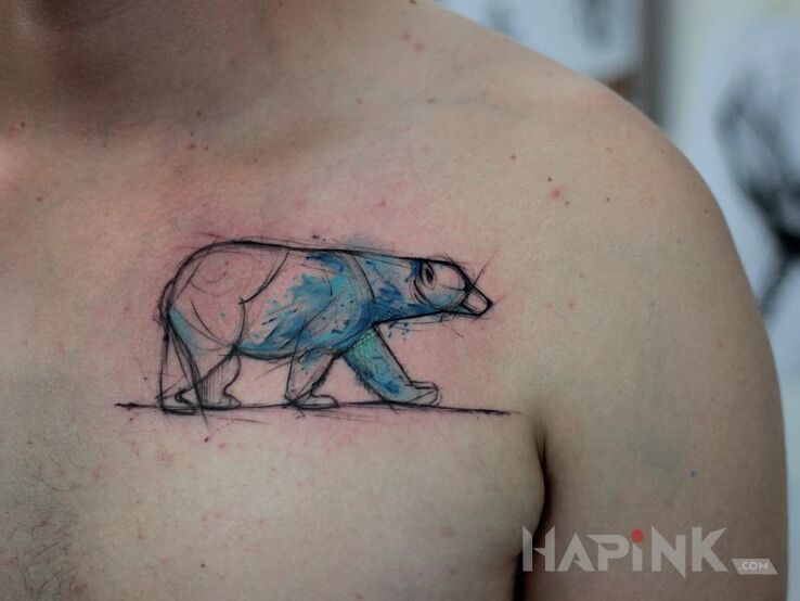Tattoo Niedźwiedź polarny in animals motif on the chest