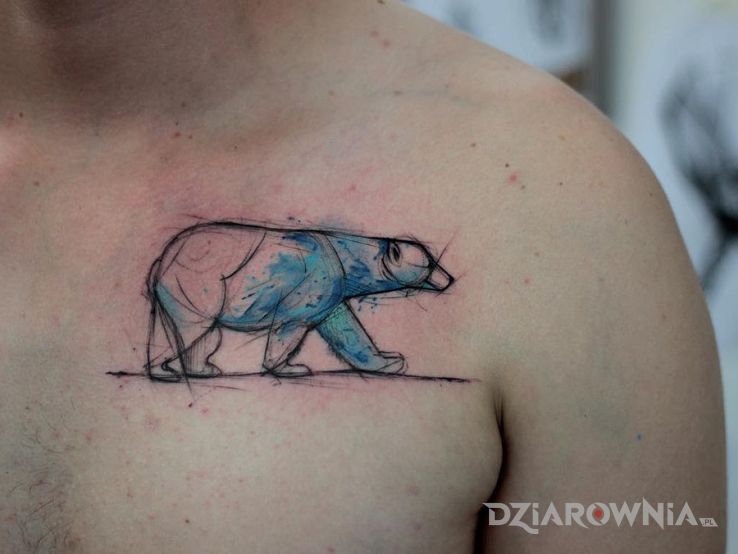Tatuaż niedźwiedź polarny w motywie zwierzęta na klatce