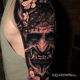 Tatuaż Japoński demon na ręce motyw: 3D styl: realistyczne