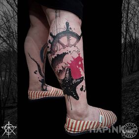 Tattoo Sea tattoo on the leg motif: other style: graphic / illustrative