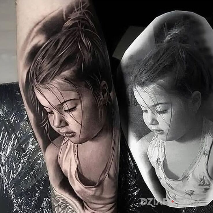 Tatuaż Mega portret dziecka w motywie 3D i stylu realistyczne na ręce