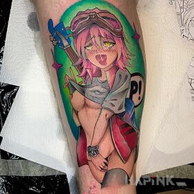 Tattoo Sexy ANIME on the leg motif: manga / anime style: cartoon / comic book