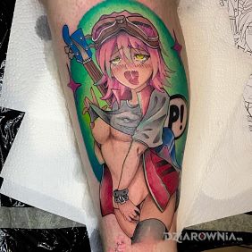 Tatuaż Sexy ANIME na nodze motyw: postacie styl: kreskówkowe / komiksowe