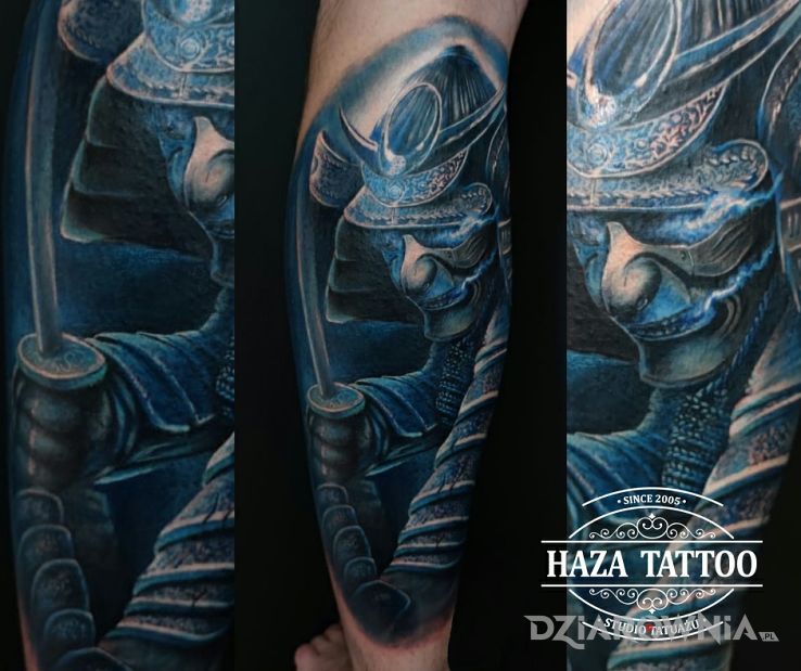 Tatuaż samurai w motywie wojna i stylu surrealistyczne na klatce