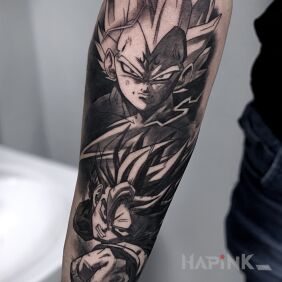 Tattoo Songo on the forearm motif: manga / anime style: cartoon / comic book