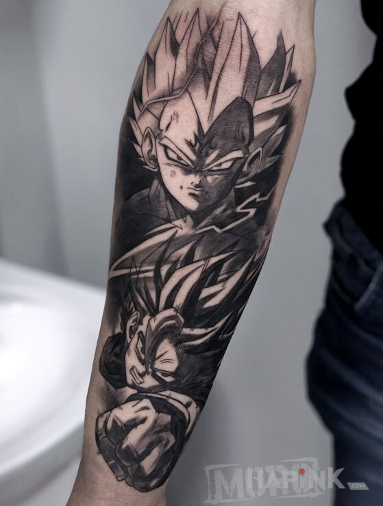 Tattoo Songo in manga / anime motif and cartoon / comic book style On the arm